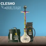 Sultan Orchan Hookah - Transparent Crack Base with Rainbow Stem & Dual Carry Bags - Image 2
