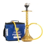 Alexander Hookah with Bag - Gold Stem and Grey Base Hookah By Clesho