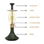 COCOYAYA Draco Hookah – Gold Stem with Black Base - Image 2