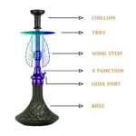COCOYAYA Draco Hookah – Blue Stem with Black Base - Image 3