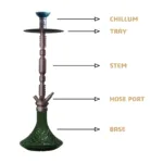 King Series Hector Hookah - Coffee Stem with Green Glass Base by CLESHO - Image 2