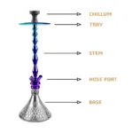 King Series Rossi Hookah - Rainbow Stem with Transparent Glass Base CLESHO - Image 3