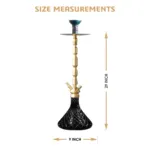 King Series Spector Hookah - Golden Stem with Black Glass Base by CLESHO - Image 3