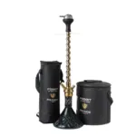 Sultan Terminator Hookah - Golden Stem with Black Base & Dual Carry Bags - Image 3
