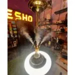 COCOYAYA Great King 4 Stripe Hookah - Gold Stem with Transparent Base