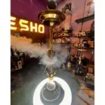 COCOYAYA Great King 4 Stripe Hookah - Gold Stem with Transparent Base - Image 2