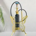 COCOYAYA Butterfly Series Hookah – 26 Inch Gold Stem with Black Glass Base - Image 2