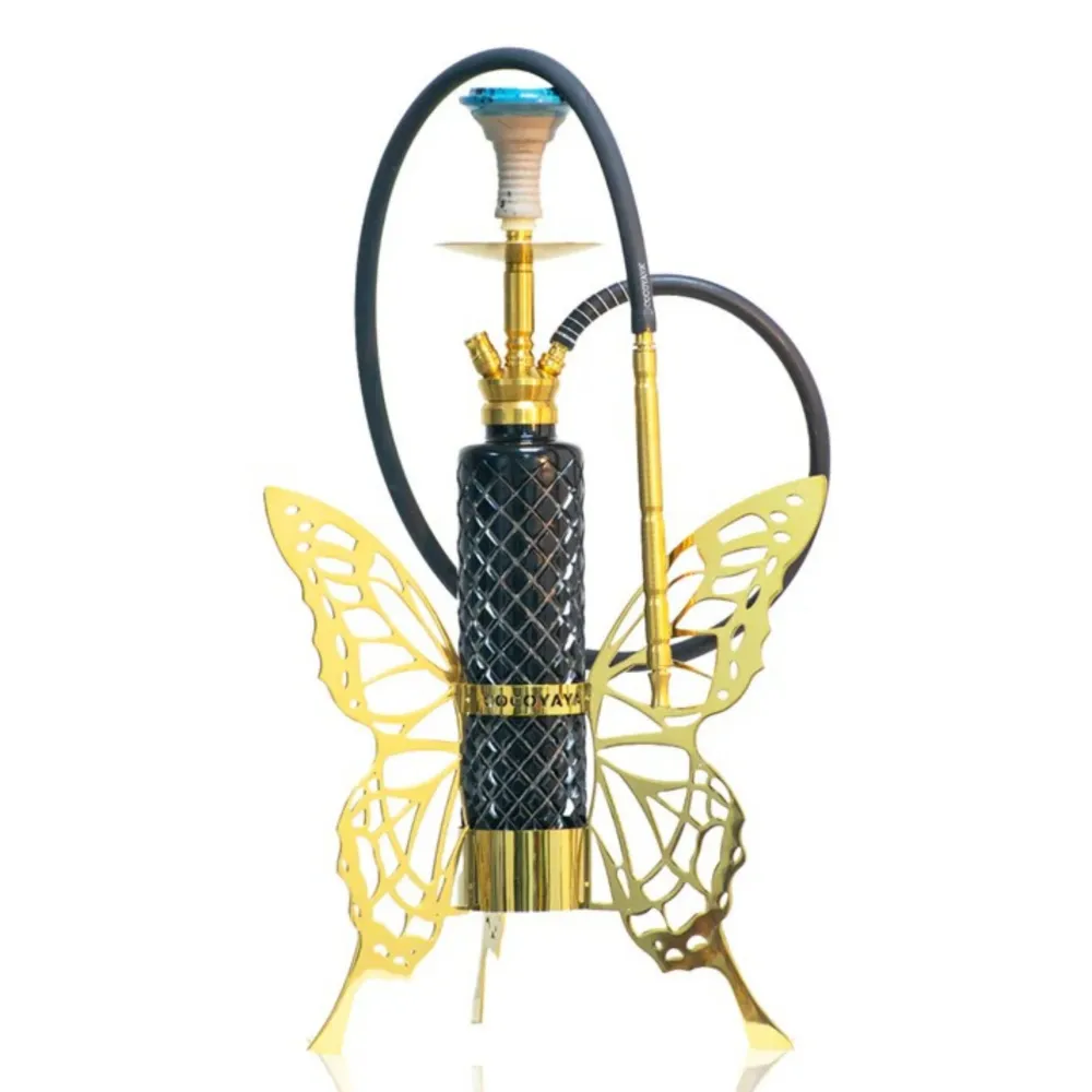 COCOYAYA Butterfly Hookah – Golden _ Black Bottle (3) COCOYAYA Butterfly Hookah