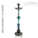 COCOYAYA Great King “Ice‑Bag” Hookah – 39″ Rainbow Stem with Black Cut‑Glass Base - Image 3