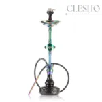COCOYAYA Great King “Ice‑Bag” Hookah – 39″ Rainbow Stem with Black Cut‑Glass Base