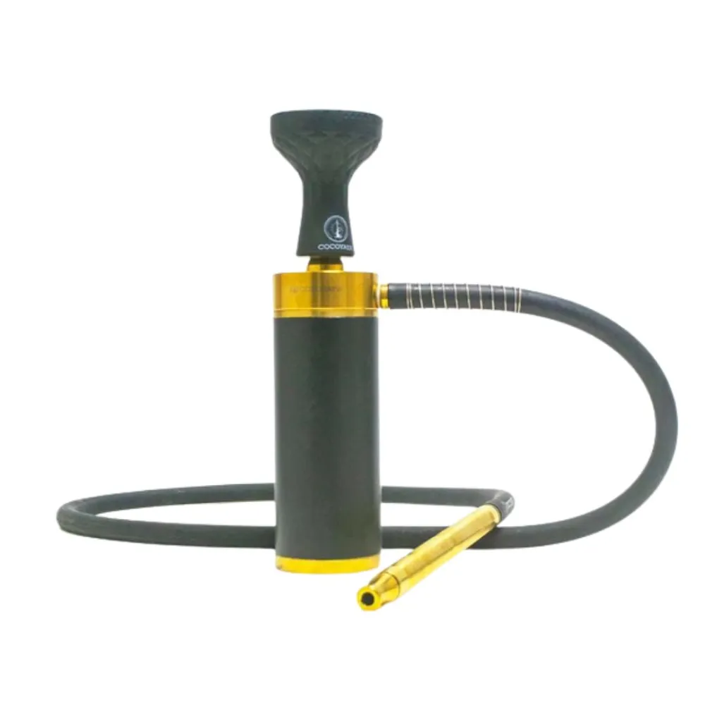 COCOYAYA Car-O-Bar (4) COCOYAYA Car-O-Bar Hookah – Gold Stem, Black Base | Premium Bottle Design Hookah with Free Bag - Image 1