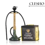 VG Sikander Hookah – Premium Gold Stem with Green Glass Base - Clesho
