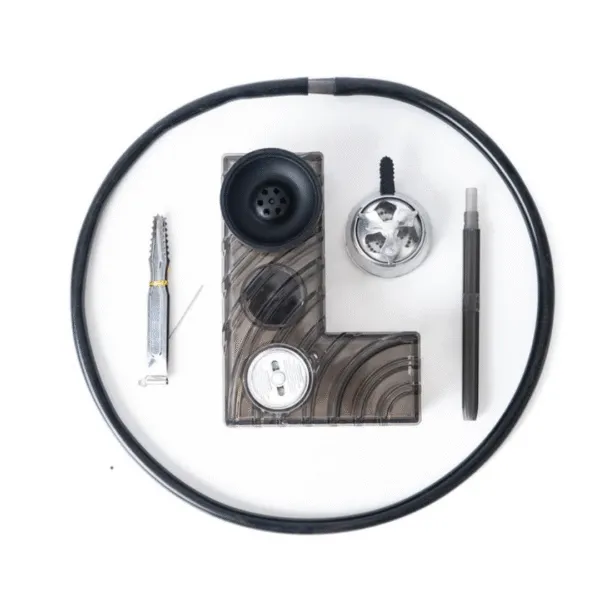 L Shape Car Hookah - Black | Portable LED Designer Hookah