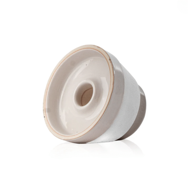 Dot Single Hole Ceramic Hookah Phunnel Bowl – White