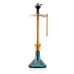 COCOYAYA King Series 2.0 Gem Hookah with Black Carry Bag - Gold Stem / Aqua Base - Image 4
