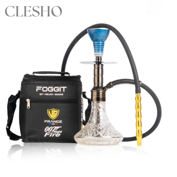 Noddy 007 Night Fire Hookah with Carry Bag - Black Stem / Transparent Base