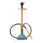 COCOYAYA King Series 2.0 Gem Hookah with Black Carry Bag - Gold Stem / Aqua Base - Image 3
