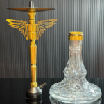 Falcon Fly Hookah – Gold Stem with Transparent Base - Image 3