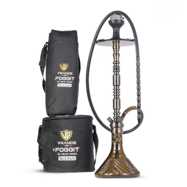 Sultan Orchan Hookah with 2 Bags – Black Base / Black Stem